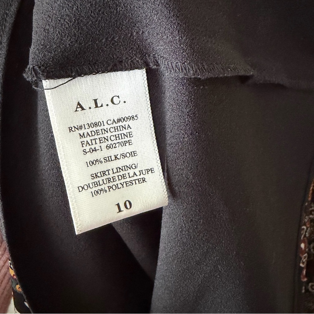 A.L.C. | 100% Silk Hartmann Printed Sleeveless Dress Scarf Print Ruffled Size 10 - Picture 11 of 11